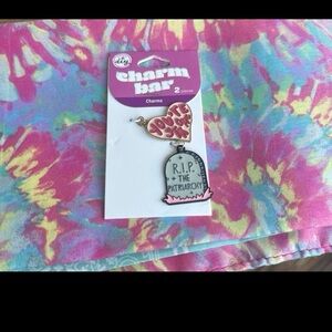 Pink & Gray Pendant Bracelet Charms - 'R.I.P. The Patriarchy' & Love You